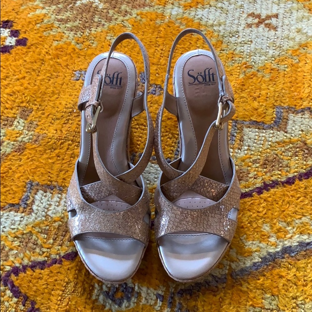 Strappy cork wedge sandal